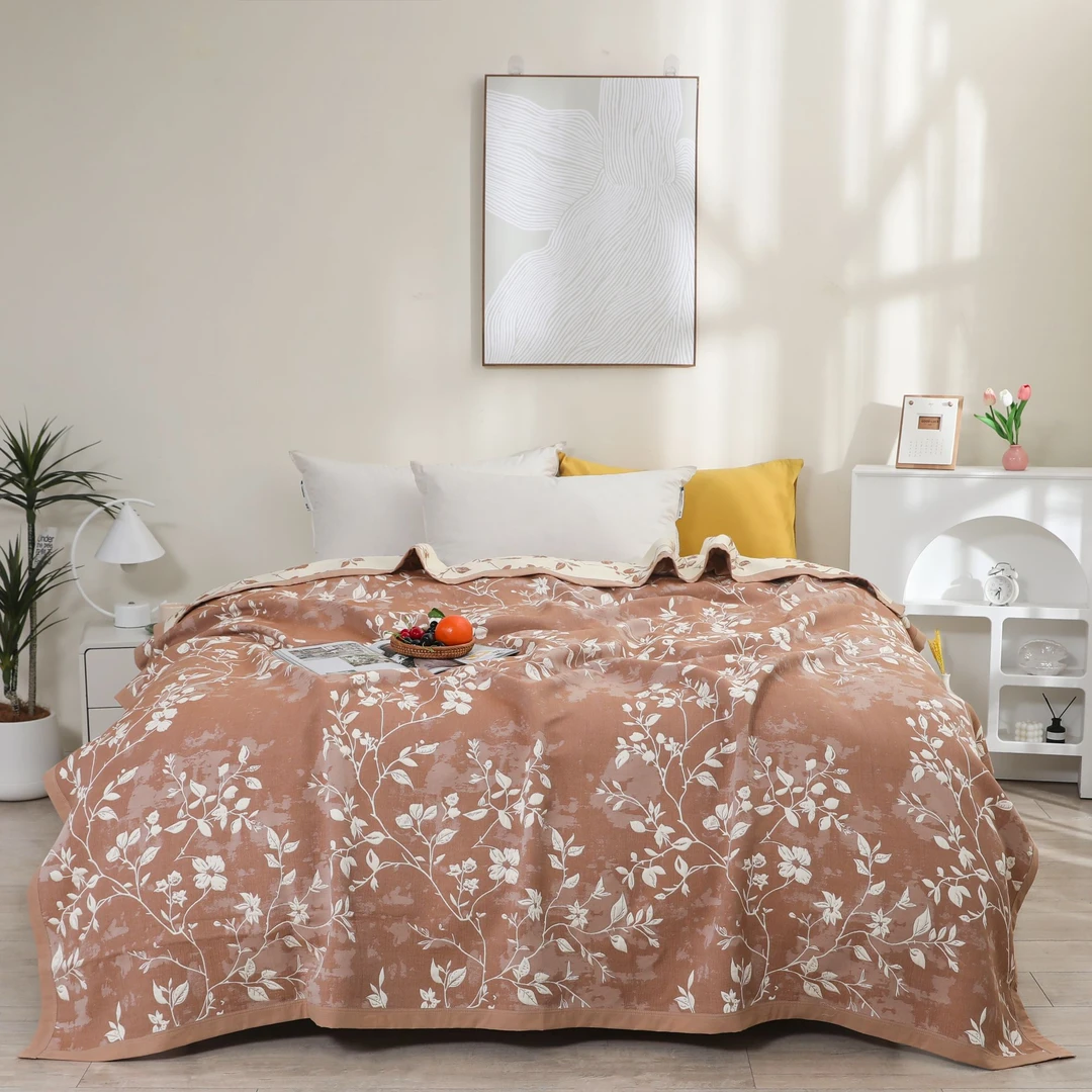 F【床盖-加大叶逢春】230*250cm可铺可盖柔软亲肤四季床盖