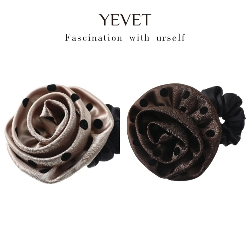 YEVET波点豹纹玫瑰包发绳欧美经典气质皮筋复古瑞丽简约