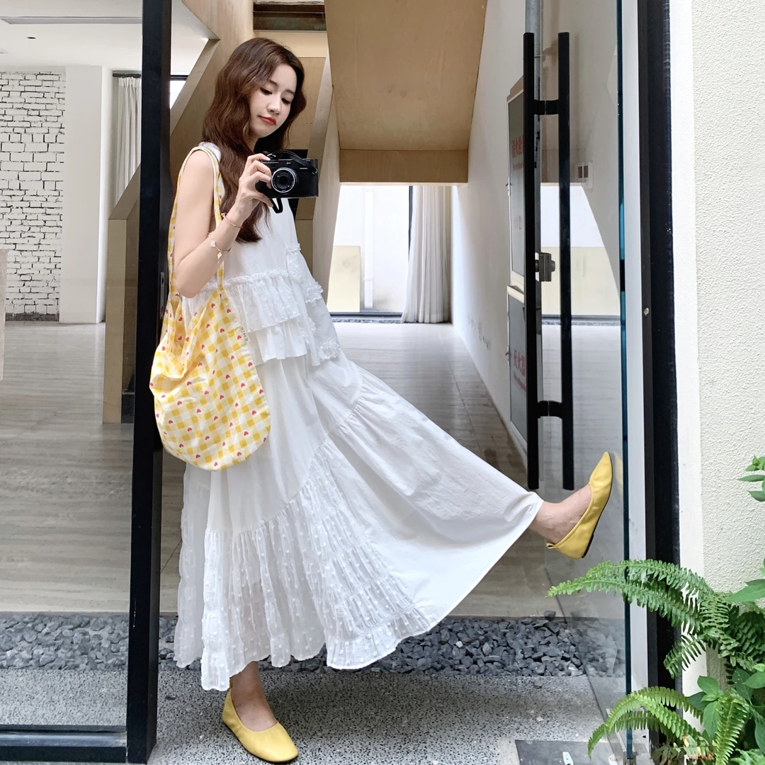 白色休闲立体花朵半身裙套装女2025夏季新款高级感气质百搭两件套