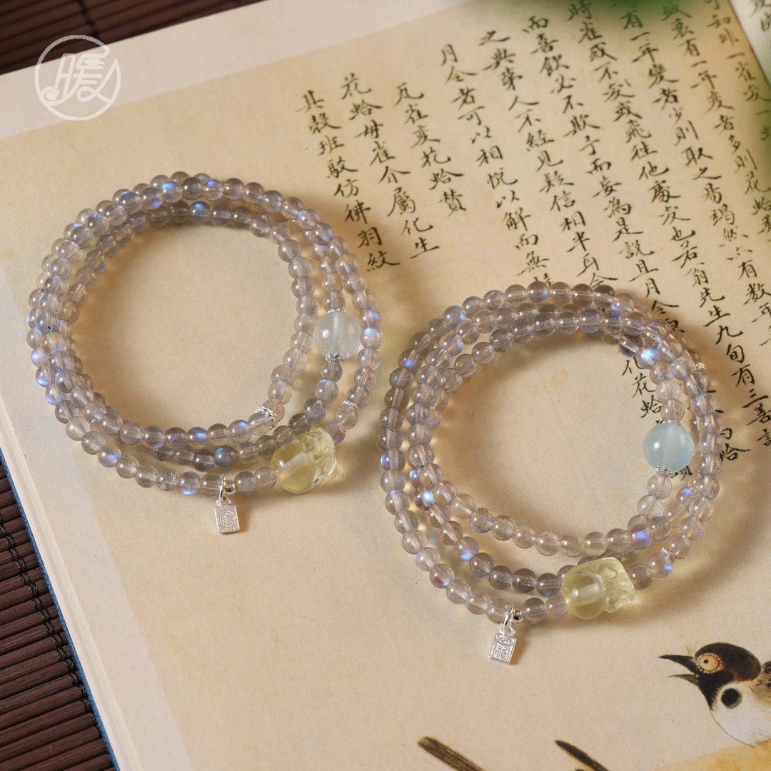三圈长石手串4mm搭配貔貅手链D2834多样性发一