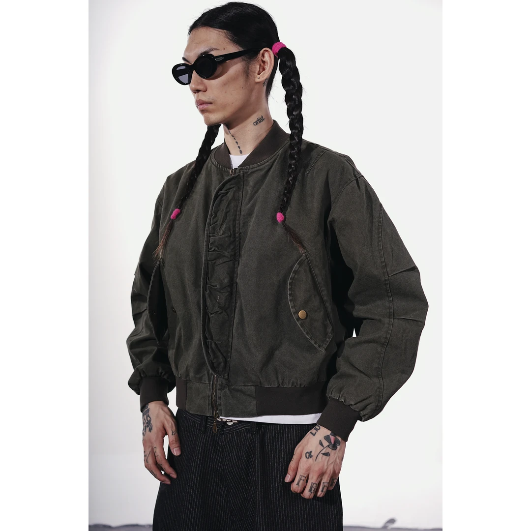 凯尔MAX复古美式街头做旧洗水重磅经典秋冬飞行员空军夹克外套