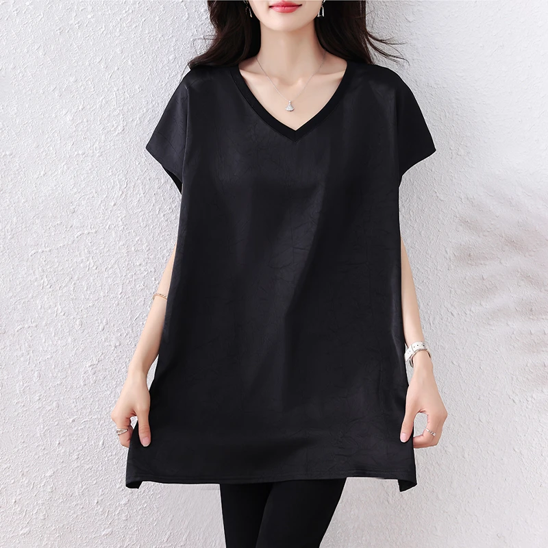 【女神新衣】2025夏季新款纯色T恤胖妹妹时尚简约洋气休闲显瘦上衣