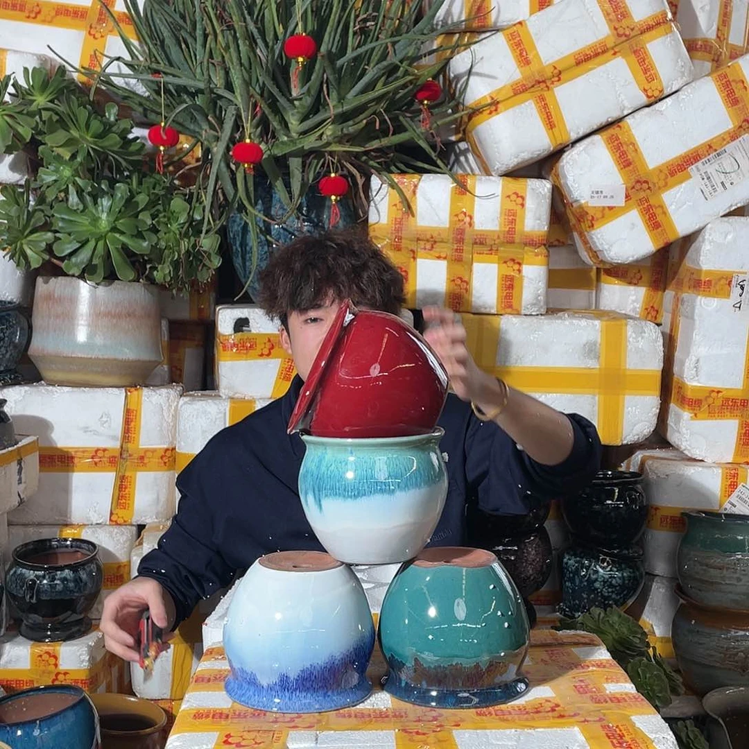 红陶宜兴紫砂花盆