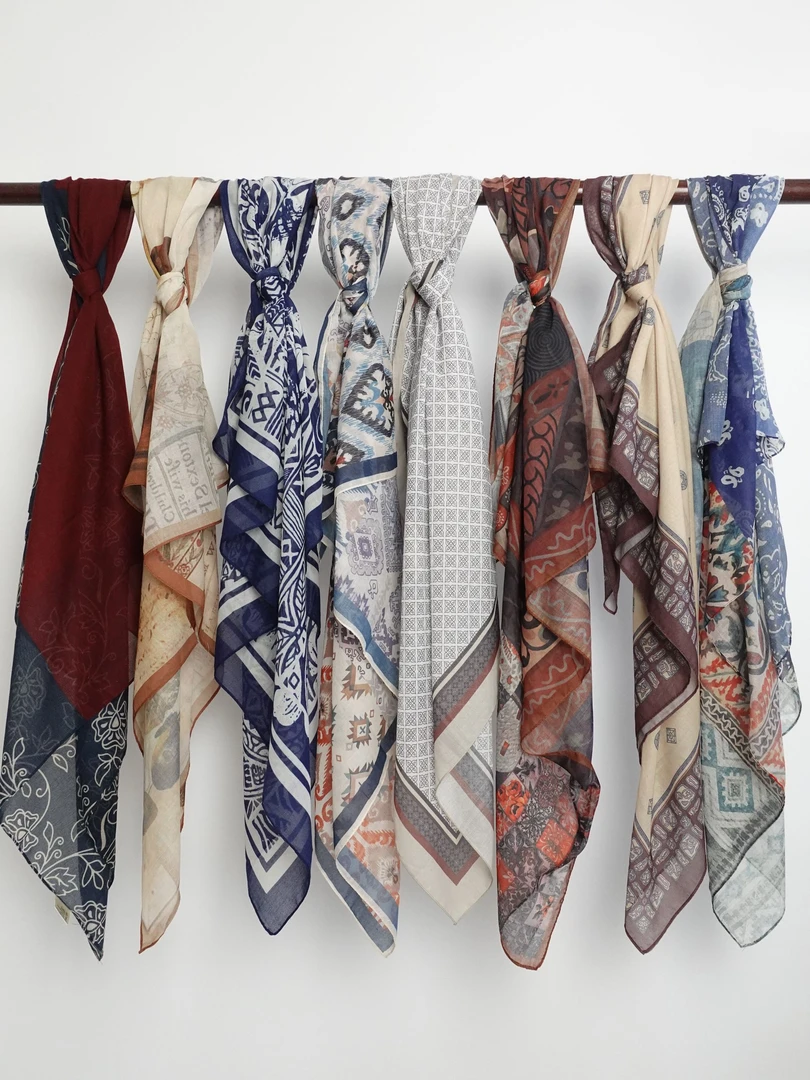 110x110大方巾时尚百搭简约气质女士多功能薄款丝棉丝巾ZHIYE001