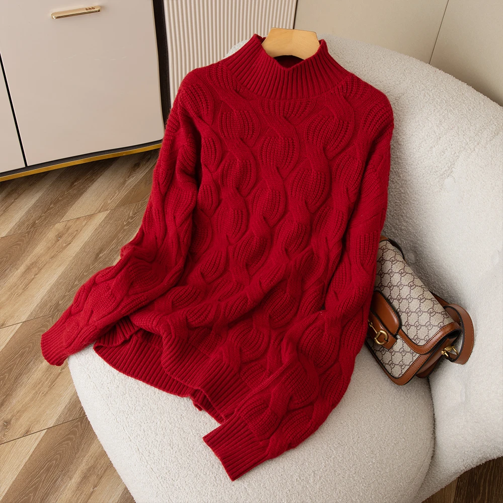 ZHANGLIXI（鸿运当头）羊毛衫红灯笼时尚女士QHBMJ-6008加厚秋冬