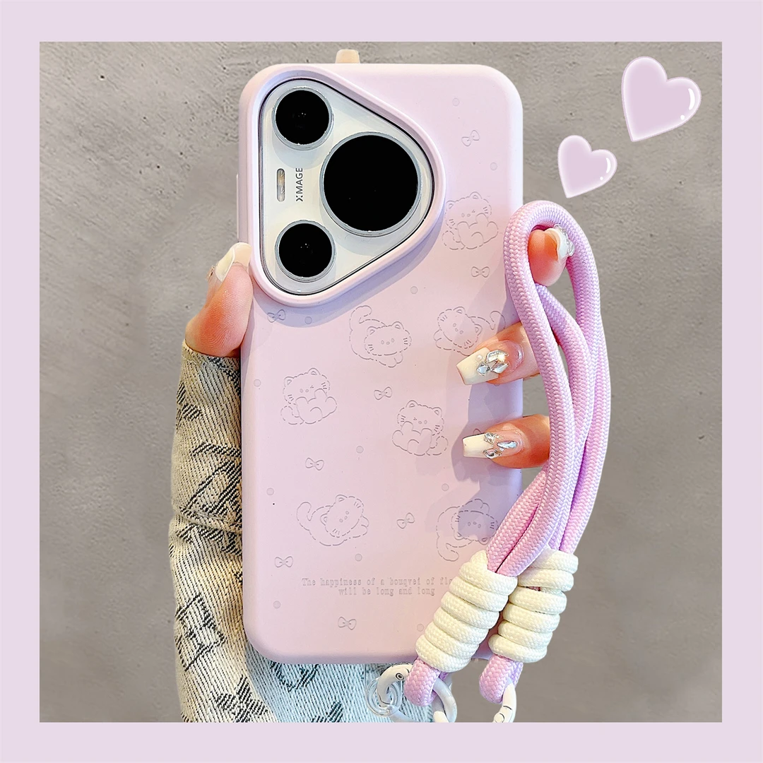 适用华为pura70pro+手机壳70Ultra软萌可爱卡通蝴蝶结猫咪pura80