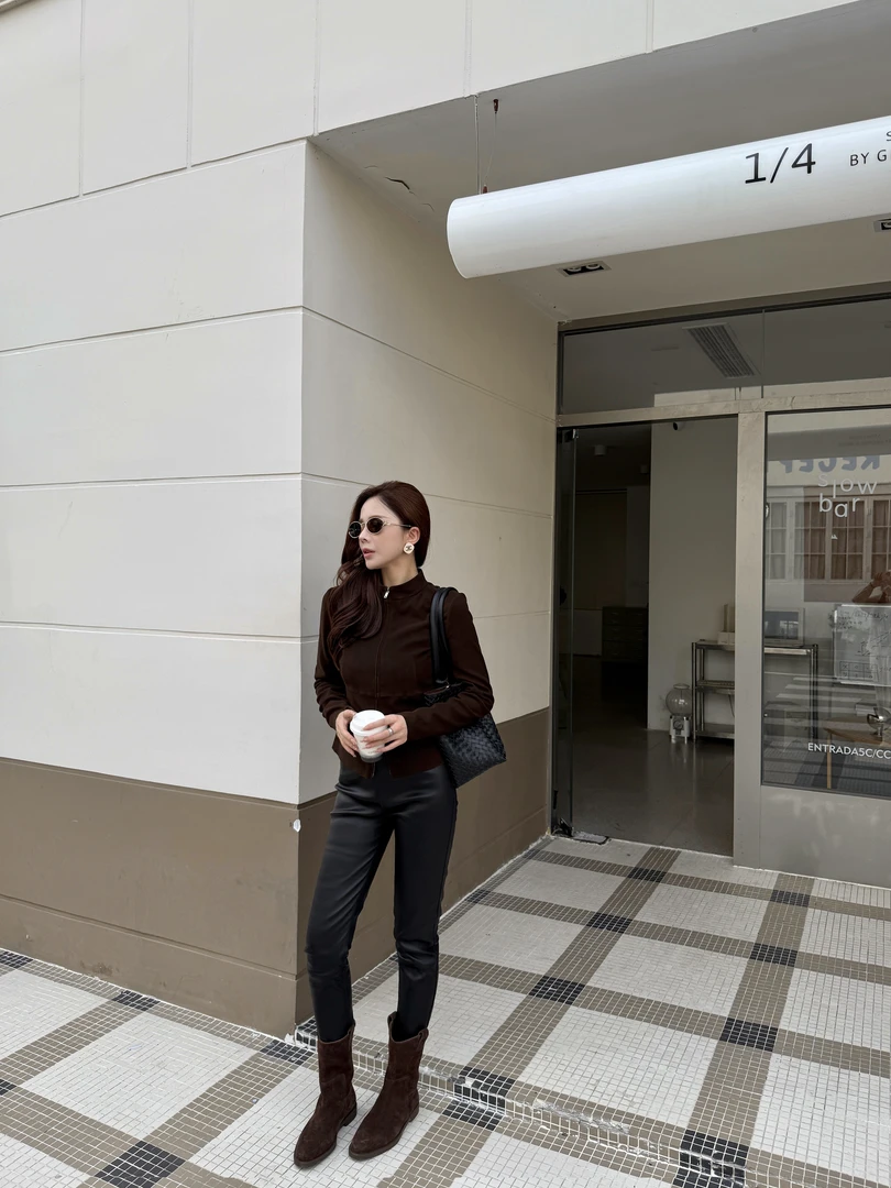 SJJ-SHANG【定格】25早秋100%进口弹力绵羊皮显瘦烟管裤q135325p