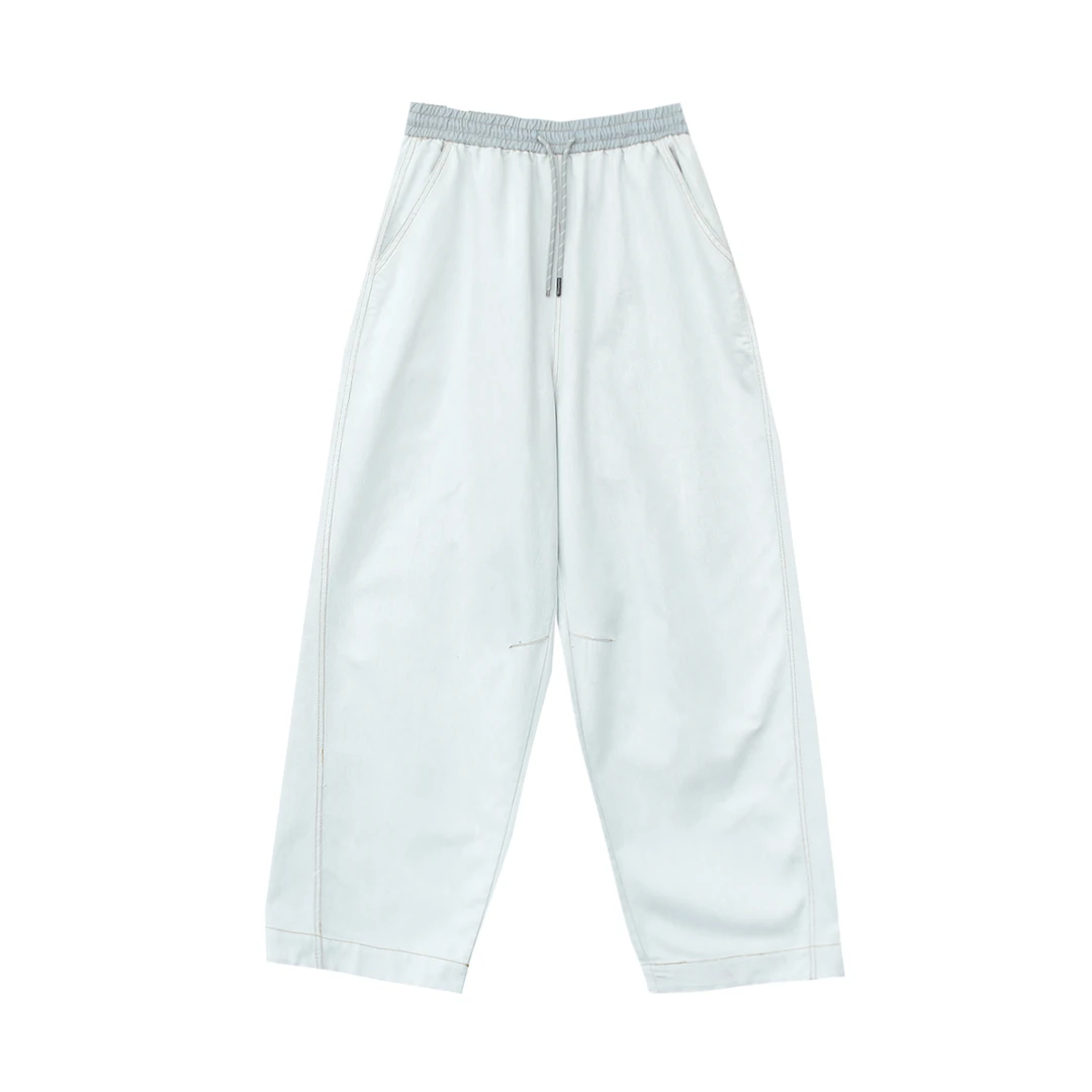 【纭季原创】裤长99-101 夏季新款宽松撞色牛仔哈伦裤女D25363