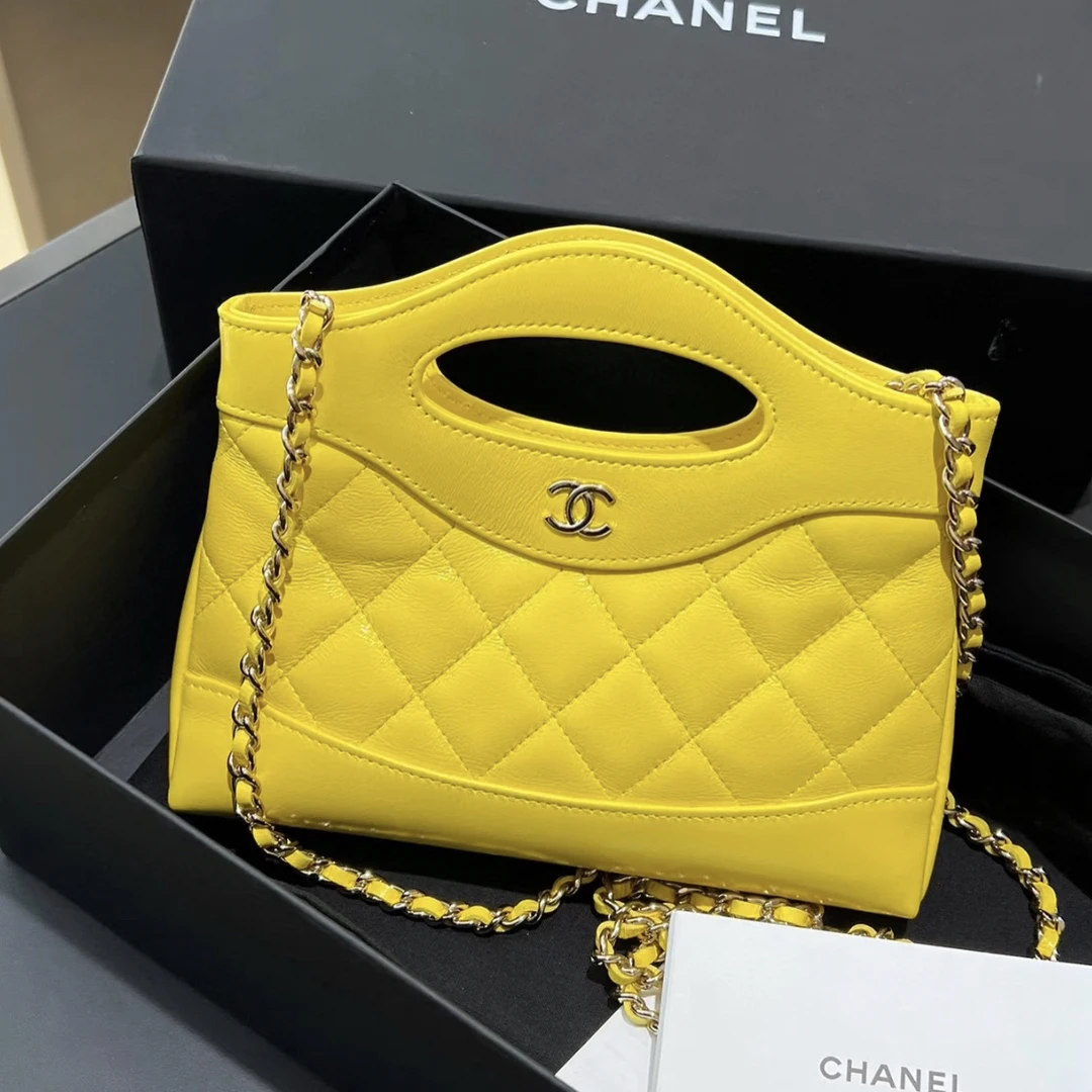 99新 Chanel/香奈儿 柠檬黄羊皮31bag nano包 芯片款  15642375