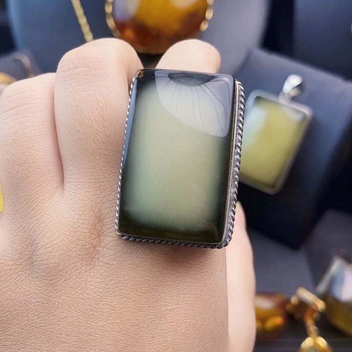 琥珀银S925镶嵌裸石