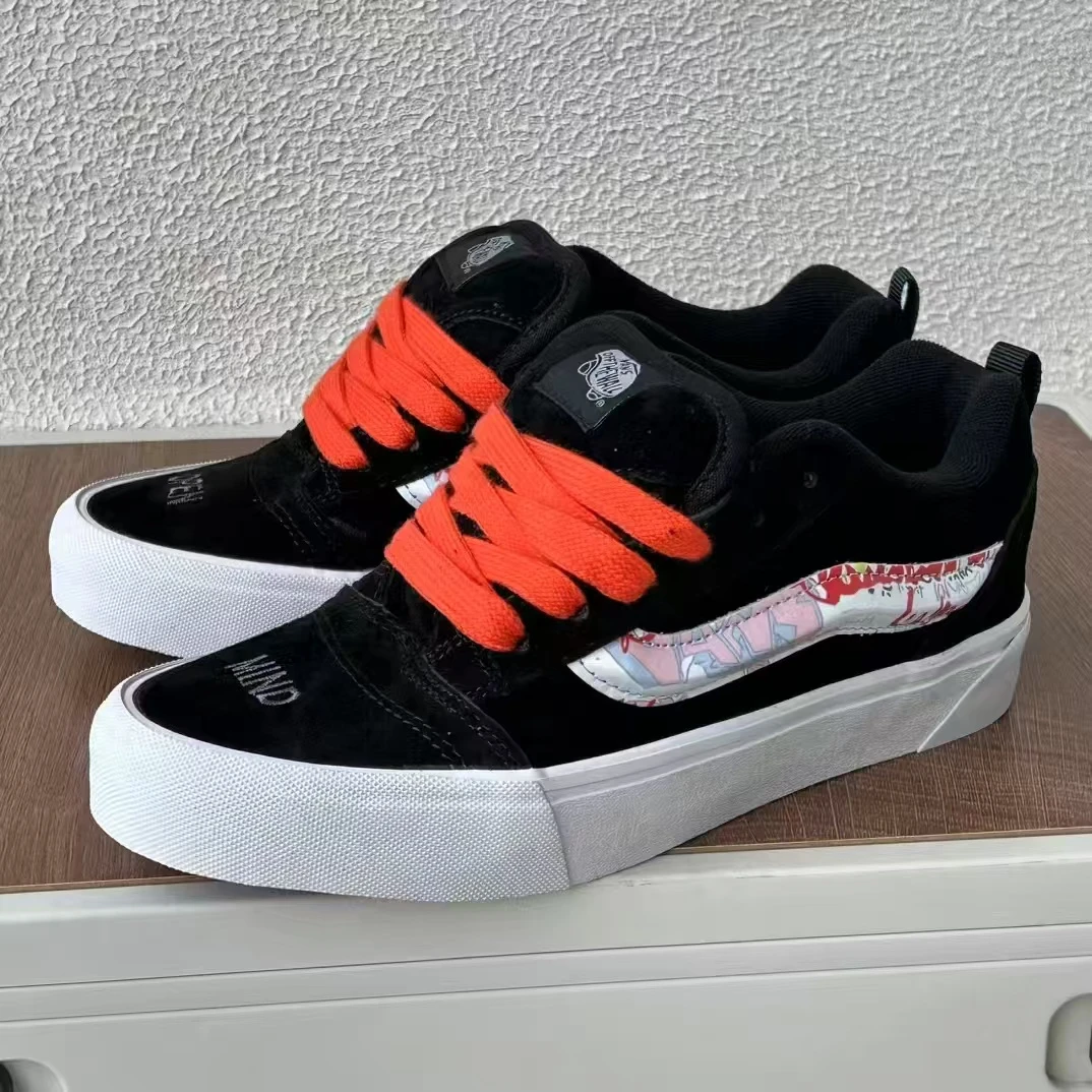 【高品质】新款knuskool帆布胖胖联名黑橘刺绣休闲板鞋百搭美式鞋子