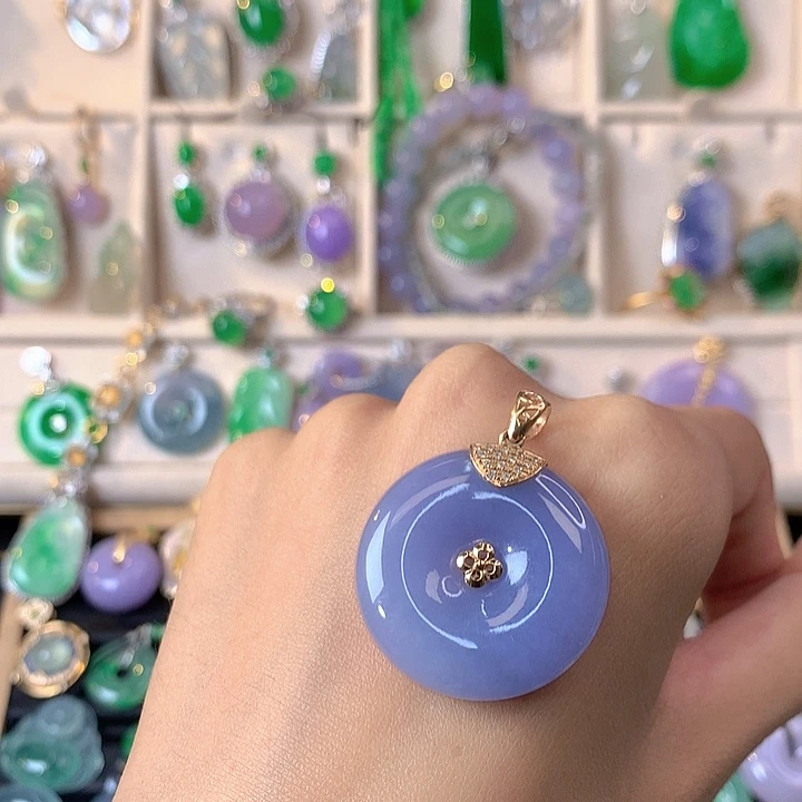 翡翠18K金镶嵌吊坠(不含链)吊坠