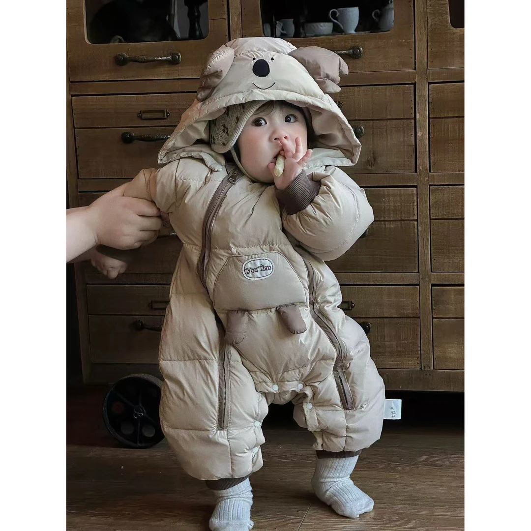 婴儿羽绒服冬季连体哈衣可爱纯色萌萌考拉9510