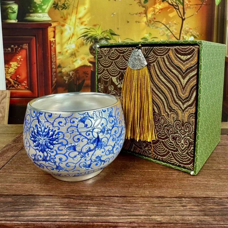 周鸿杰缠枝莲银杯+锦绣礼盒S Y74