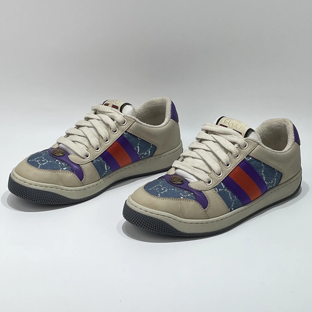 95新 GUCCI/古驰 36.5码 98新 蓝紫脏脏鞋/ML80726