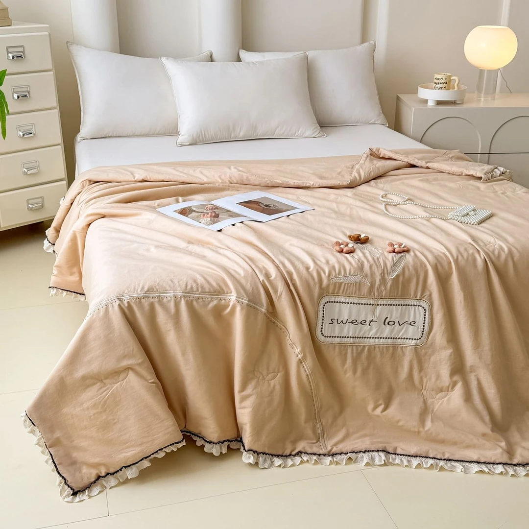 ※全棉夏凉被春夏新款单层纱100%棉空调被双人被宿舍家用薄被子