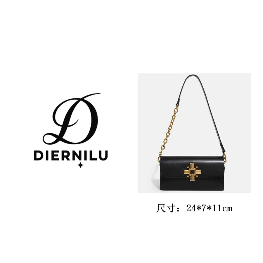 横款轻奢时尚精致五金复古黑色百搭小方包-1122