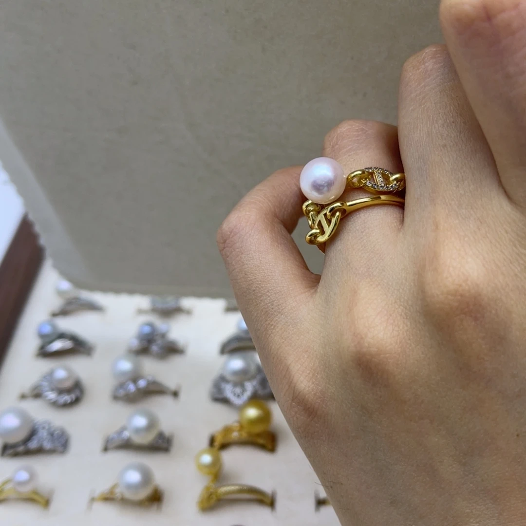 海水珍珠银S925镶嵌戒指