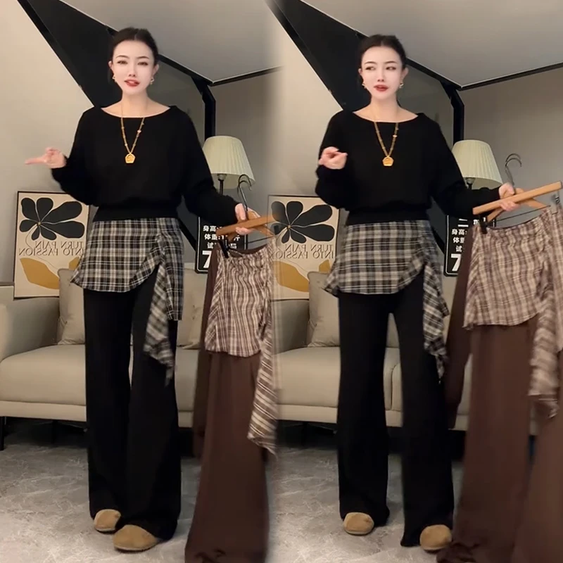2025秋季新款时尚显瘦气质网红高档洋气女高级百搭宽松大码两件套