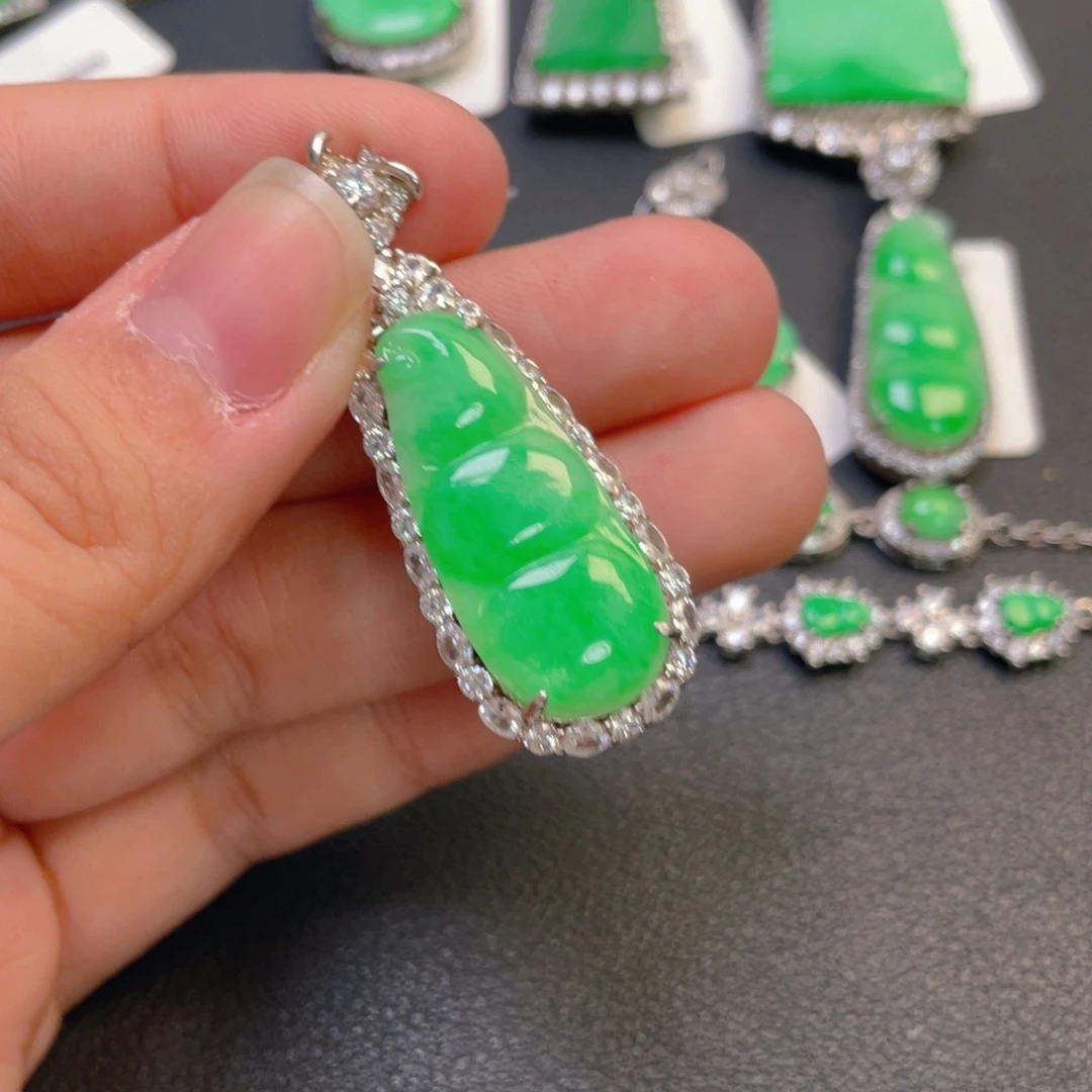 翡翠银S925镶嵌吊坠(不含链)