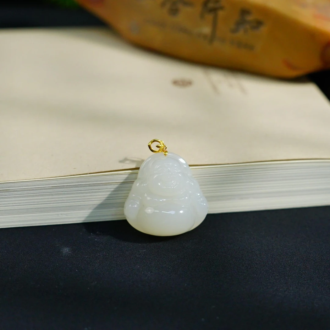 【交个朋友专属】泽云-【梵珀】18K和田玉白玉佛公吊坠