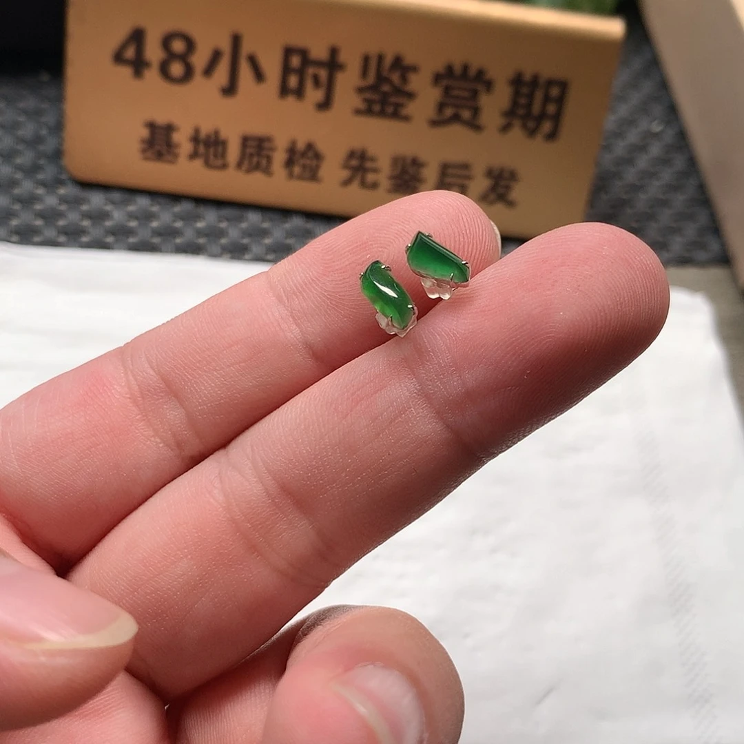 颈饰18K金镶嵌翡翠耳钉