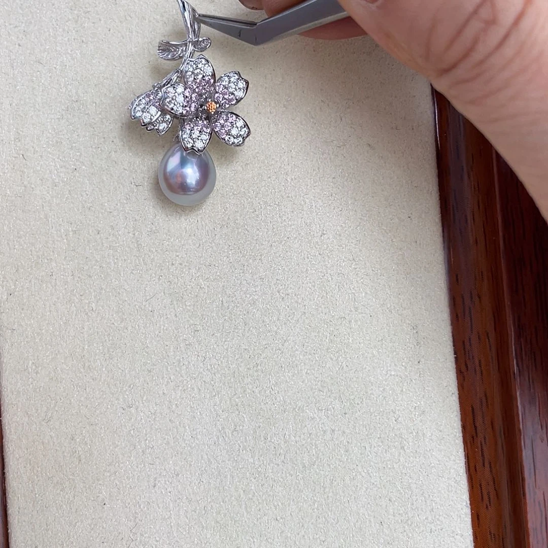 海水珍珠银S925镶嵌颈饰