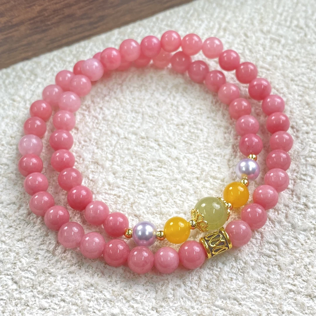 YHKINGS1732设计师款6m蜜桃粉单圈圆珠多样性发其一不带礼盒