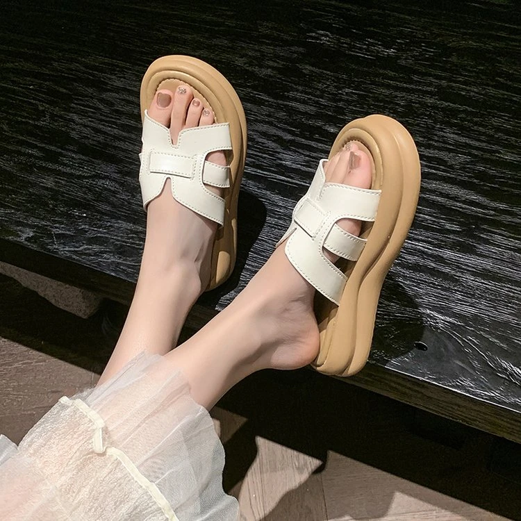 网红时尚休闲百搭夏季外穿厚底沙滩拖鞋