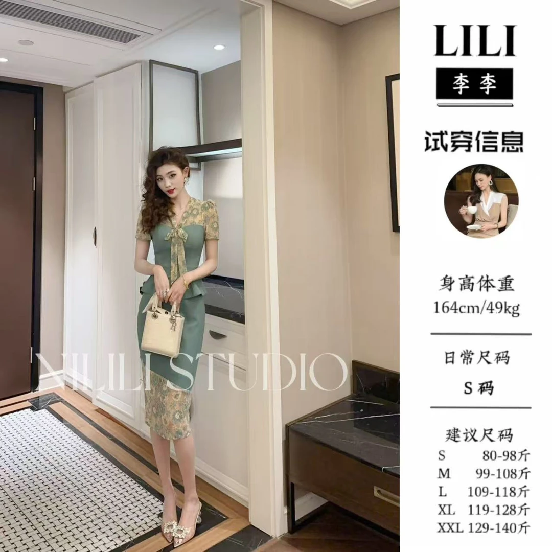 【东之森】李李原创气质名媛轻奢优雅蕾丝西装连衣裙25592