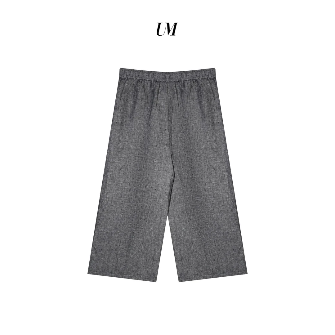 【U.M】行走的空调亚麻直筒休闲裤夏季慵懒风宽松