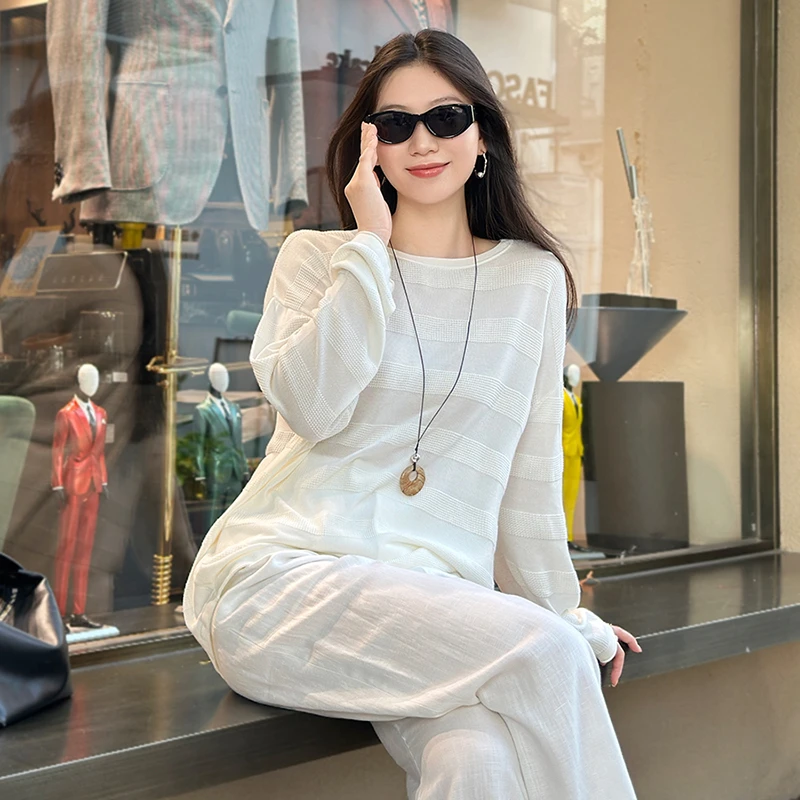 1827 -夏日松弛感！轻薄微透镂空长袖针织防晒罩衫