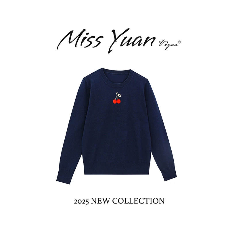 M.Y媛总 2025秋季新款圆领长袖毛针织衫套头款女上衣MY2107D