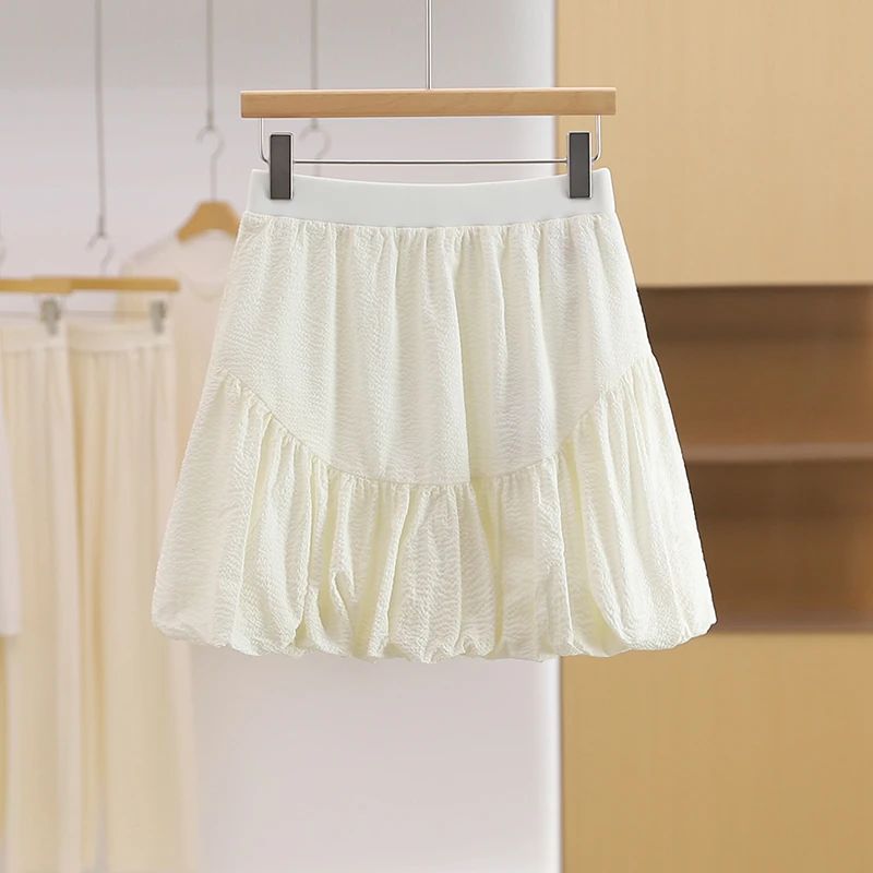 伍莎服饰云仓【D】松紧腰防走光纯色显瘦半身裙