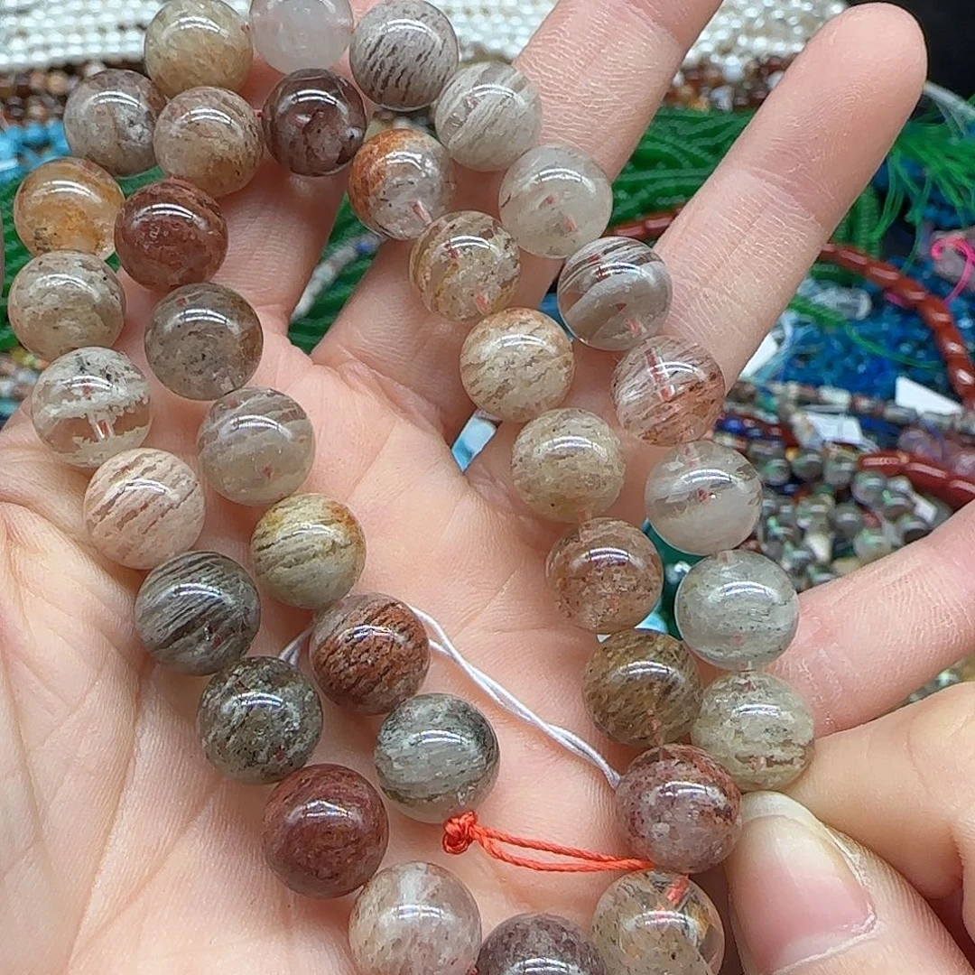 玛瑙/玉髓珠宝半成品合金千层幽灵10mm一条