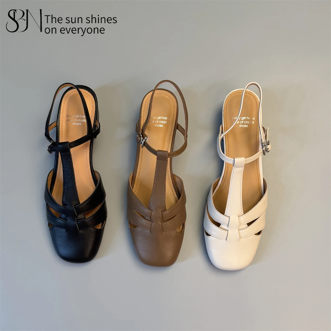 诗博尼·【3cm】33-40牛皮/猪皮/羊皮夏季简约包头后空凉鞋单鞋女