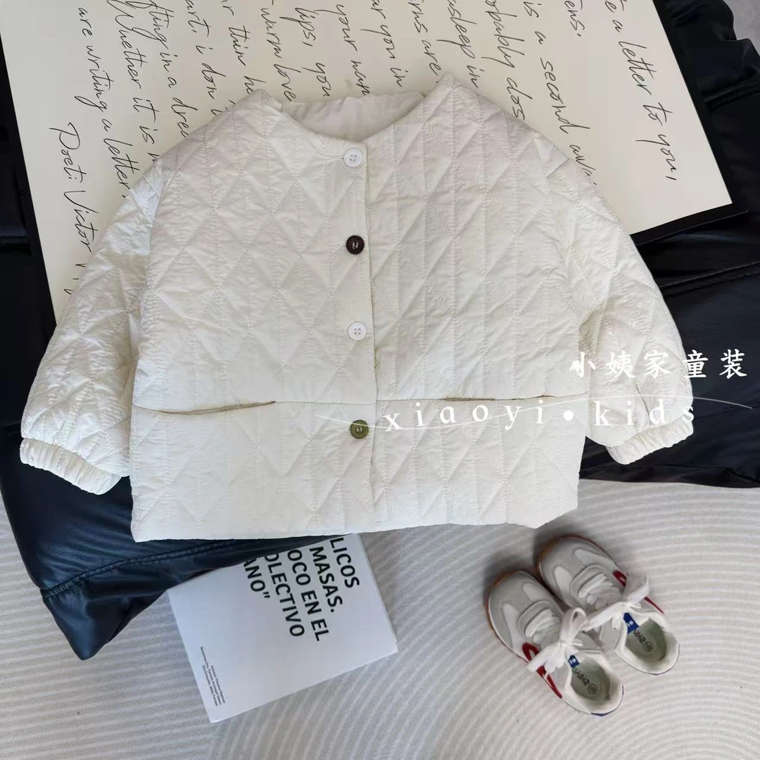 女童韩版休闲棉服2025新款儿童夹棉宝宝菱格洋气百搭保暖外套