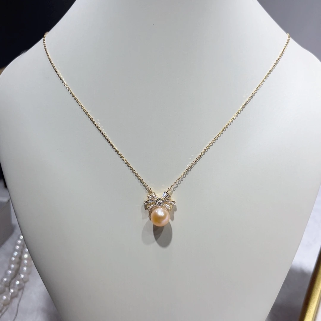 淡水珍珠银S925镶嵌套链