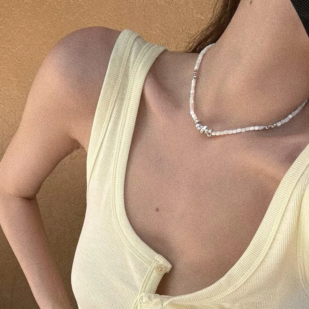合金项链 XYSF极简 小众设计不规则拼接珠锁骨链coker