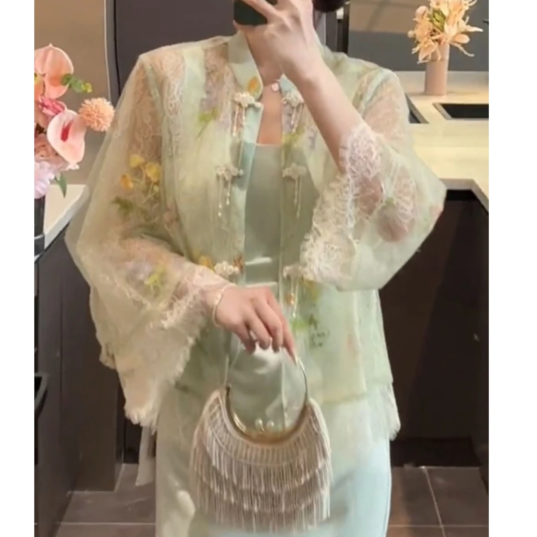 【婉婉定制】【春织晓梦】绿色蕾丝上衣预CDW4SY194B
