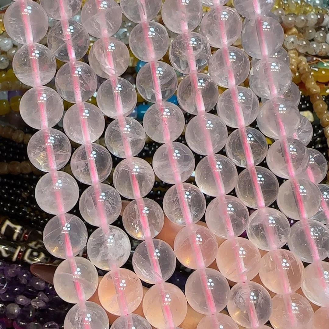 玛瑙/玉髓未镶嵌珠宝半成品14mm冰糯马粉水晶一条