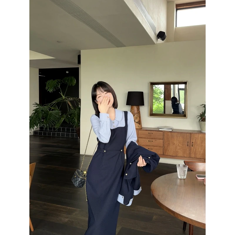 瞌睡兔定制【清仓】日光岛屿 气质百搭韩版秋冬连衣裙套装0274