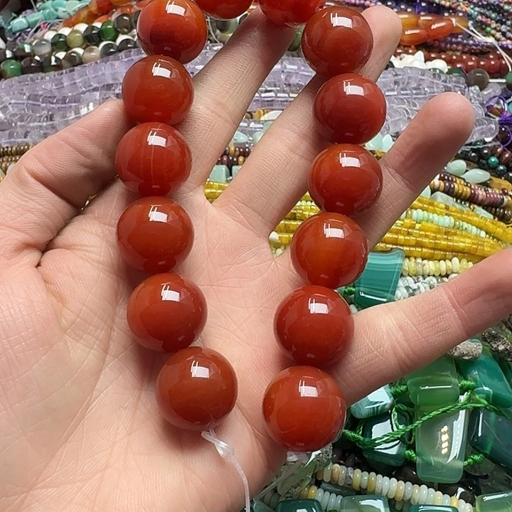 玛瑙/玉髓未镶嵌珠宝半成品2颗20mm红玛瑙