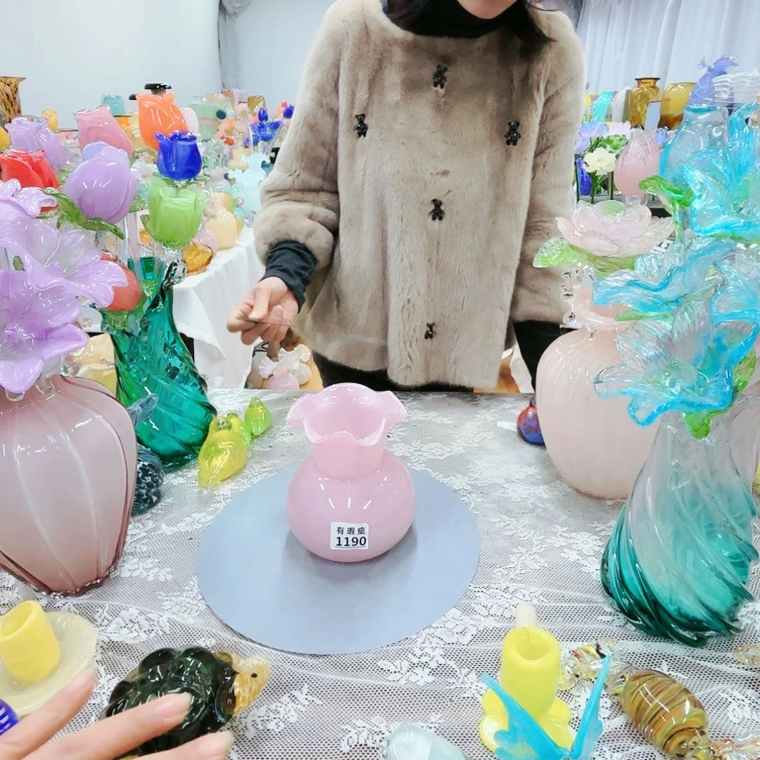 瑕疵福利不退不换琉璃花瓶艺术品