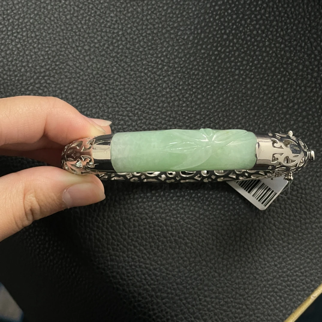 翡翠银镶手镯15657