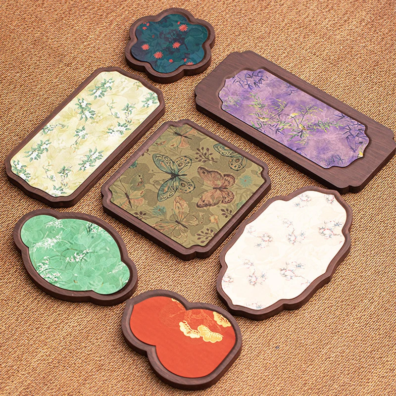 中式胡桃木色茶盘托盘复古家用壶承禅意干泡盘防水茶席隔热垫http