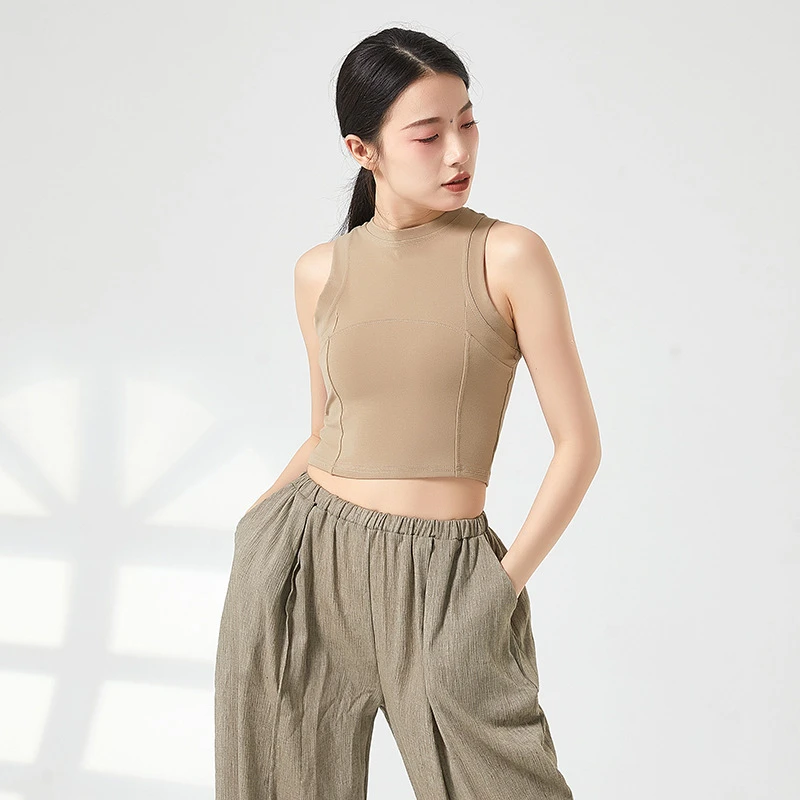 YoYo舞蹈无袖挂脖背心现代芭蕾舞修身气质练功服穿搭古典舞女春夏