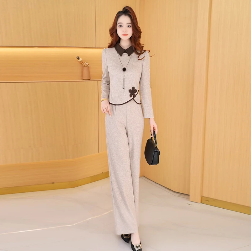 【两件套】秋季时尚宽松洋气休闲收腰气质减龄长袖高腰修身女装套