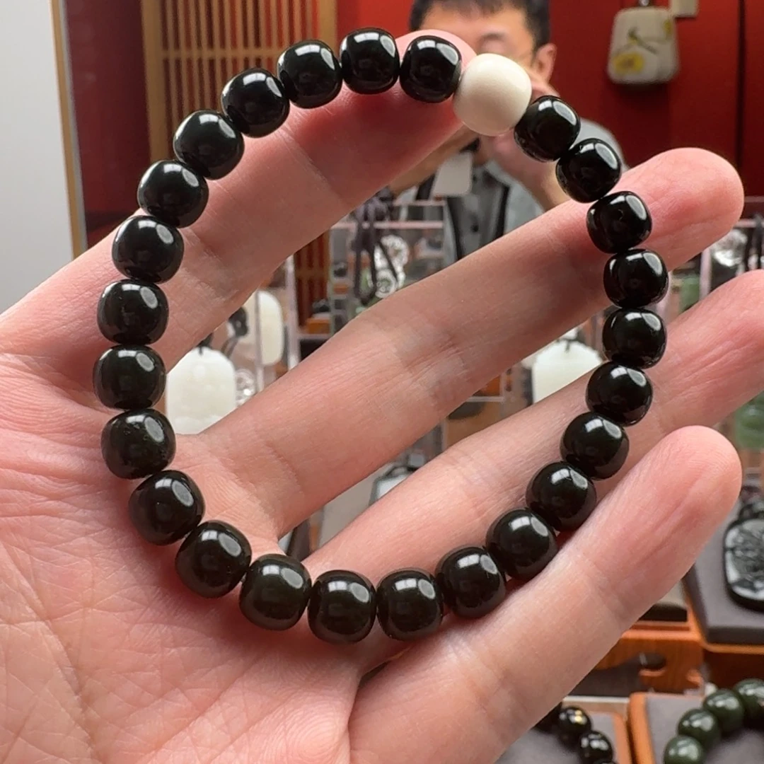 和田玉（糖玉）未镶嵌手链和田玉青7*8老