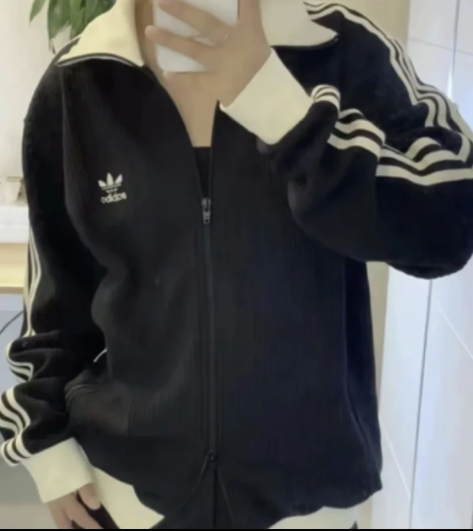 【双层有内衬】Jennie同款韩式秋季立领针织华夫格外套双拉链JW0109